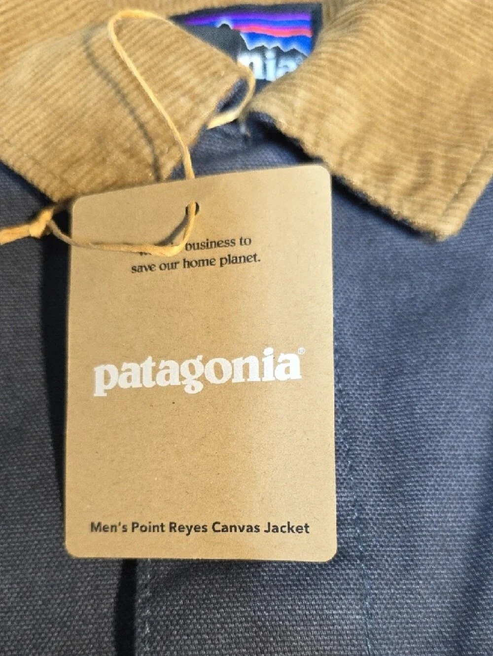 Patagonia Navy Jacket with Brown Corduroy Collar - Picture 2 of 7